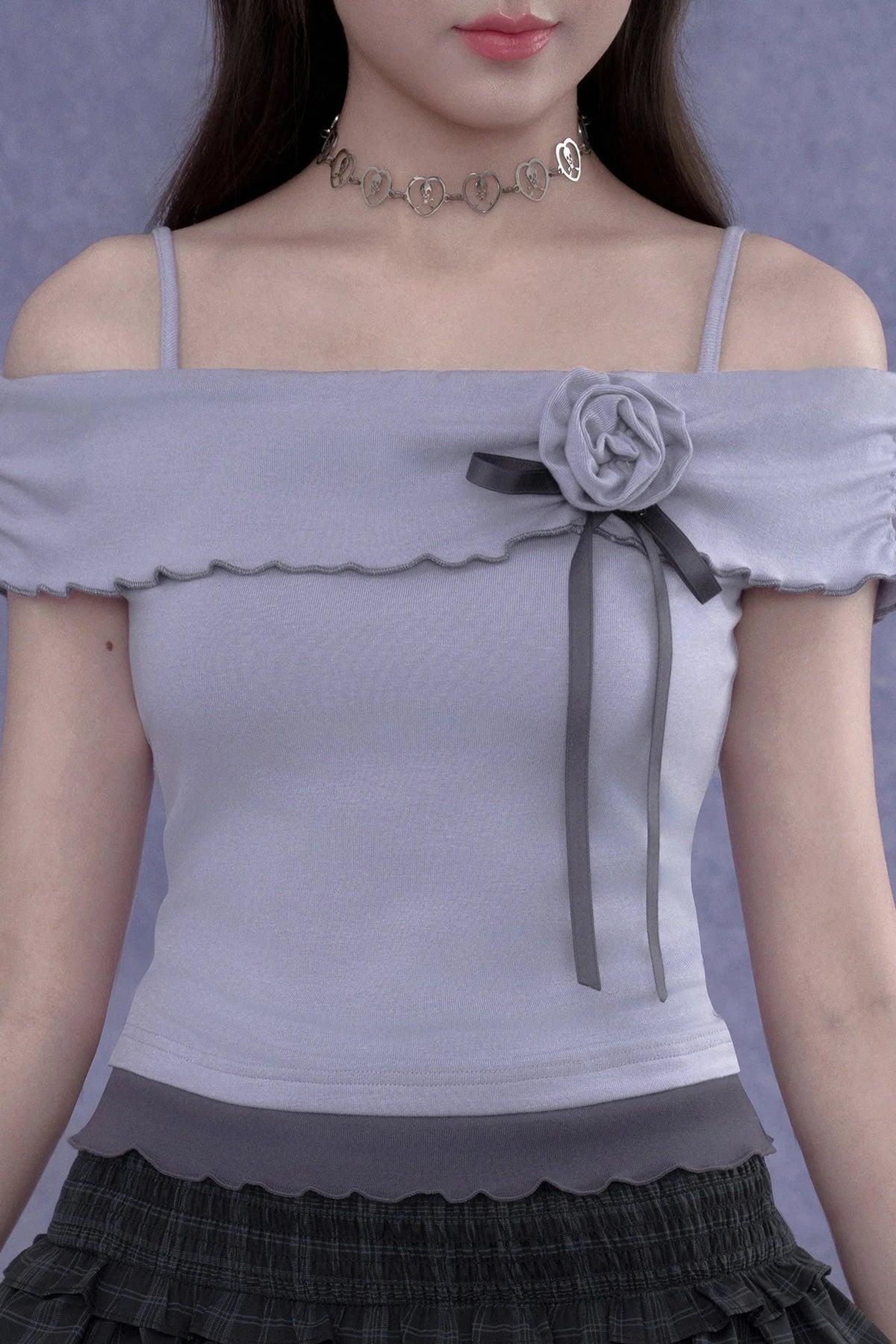 Sweet Light Purple One-Shoulder Top