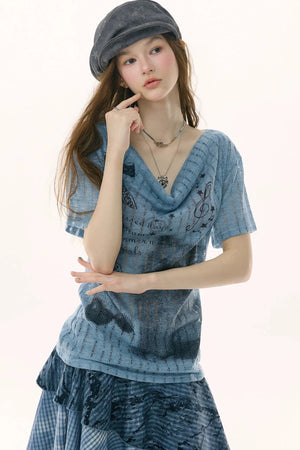 Sweet Melody Cat Print T-Shirt