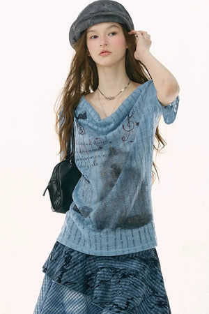 Sweet Melody Cat Print T-Shirt