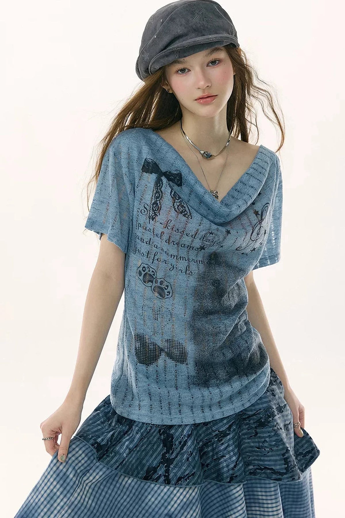 Sweet Melody Cat Print T-Shirt