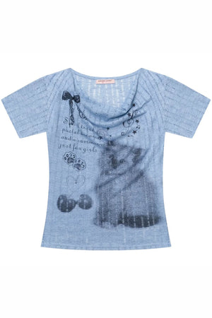 Sweet Melody Cat Print T-Shirt