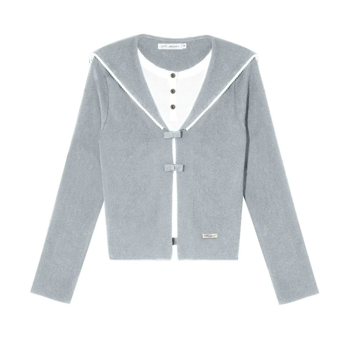 Sweet Navy Neck Knit Cardigan