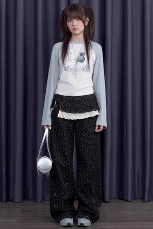 Sweet Patchwork Knitted Raglan T-shirt