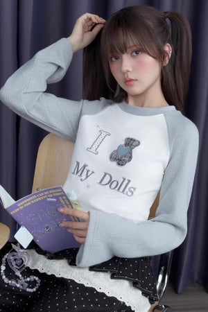 Sweet Patchwork Knitted Raglan T-shirt