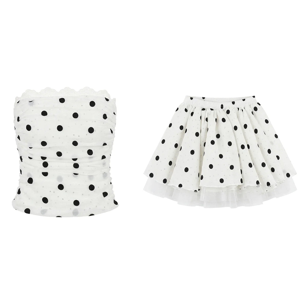 Sweet Polka Dot Lace Top Set-Up