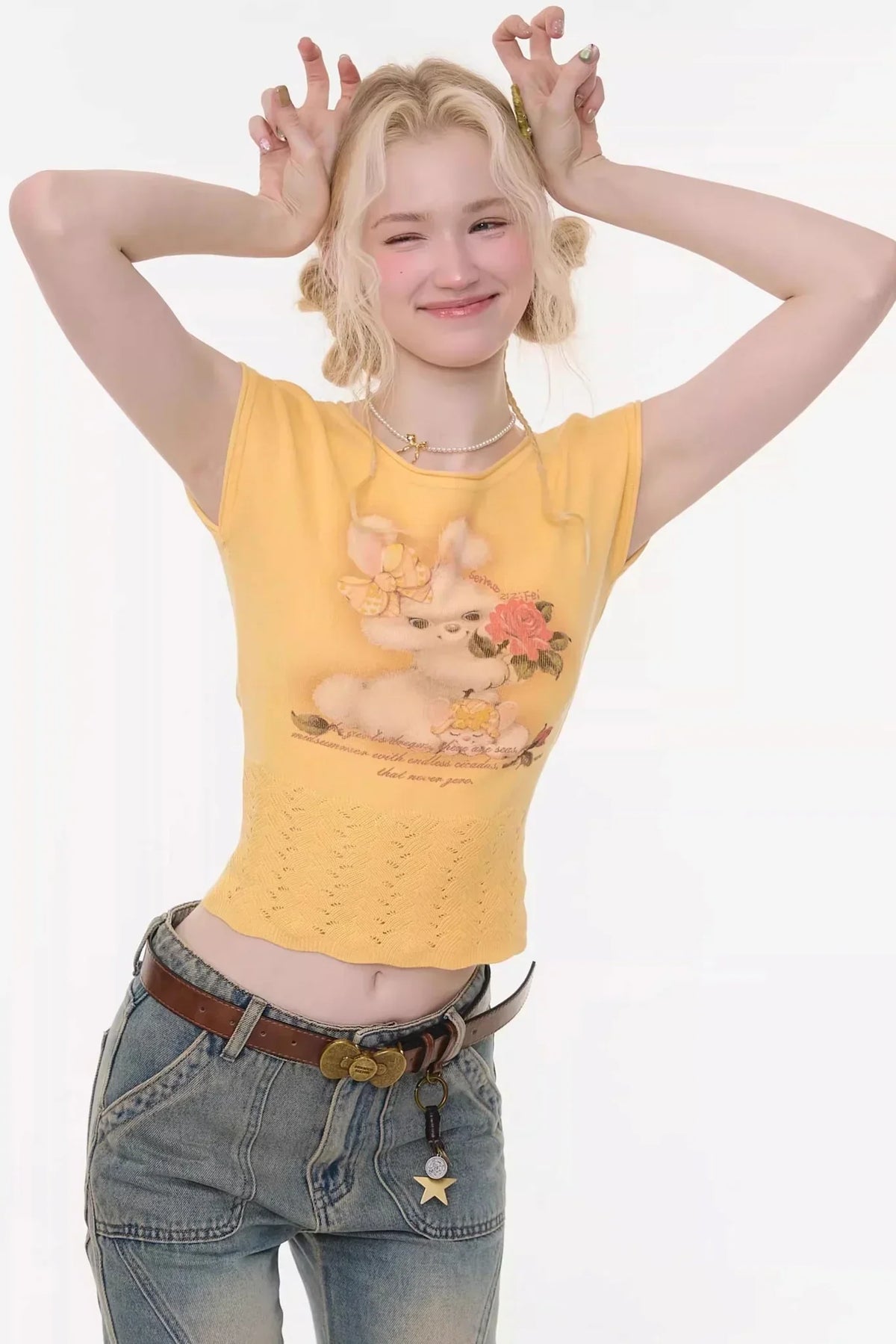 Sweet Rabbit Print T-Shirt
