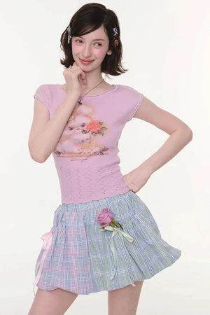Sweet Rabbit Print Top