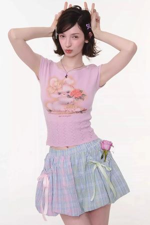 Sweet Rabbit Print Top
