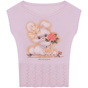 Sweet Rabbit Print Top
