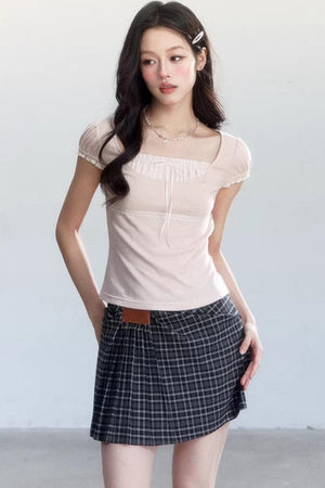 Sweet Retro Plaid Skirt Suit Set-Up