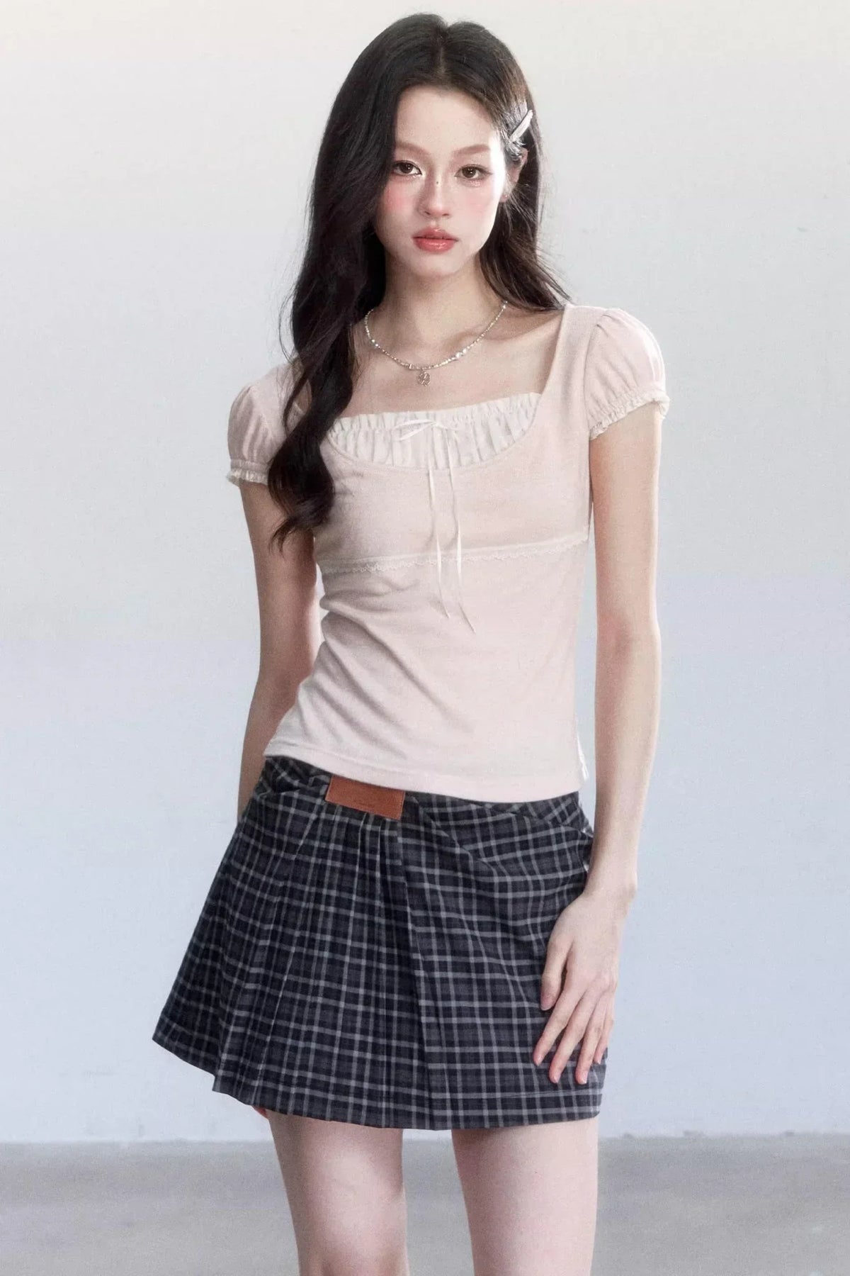 Sweet Retro Plaid Skirt Suit Set-Up