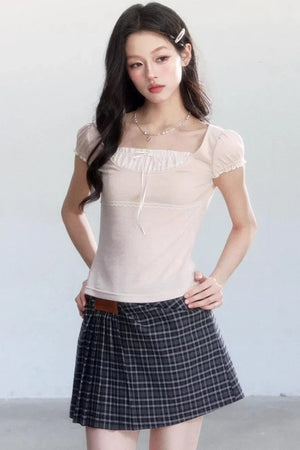 Sweet Retro Plaid Skirt Suit Set-Up