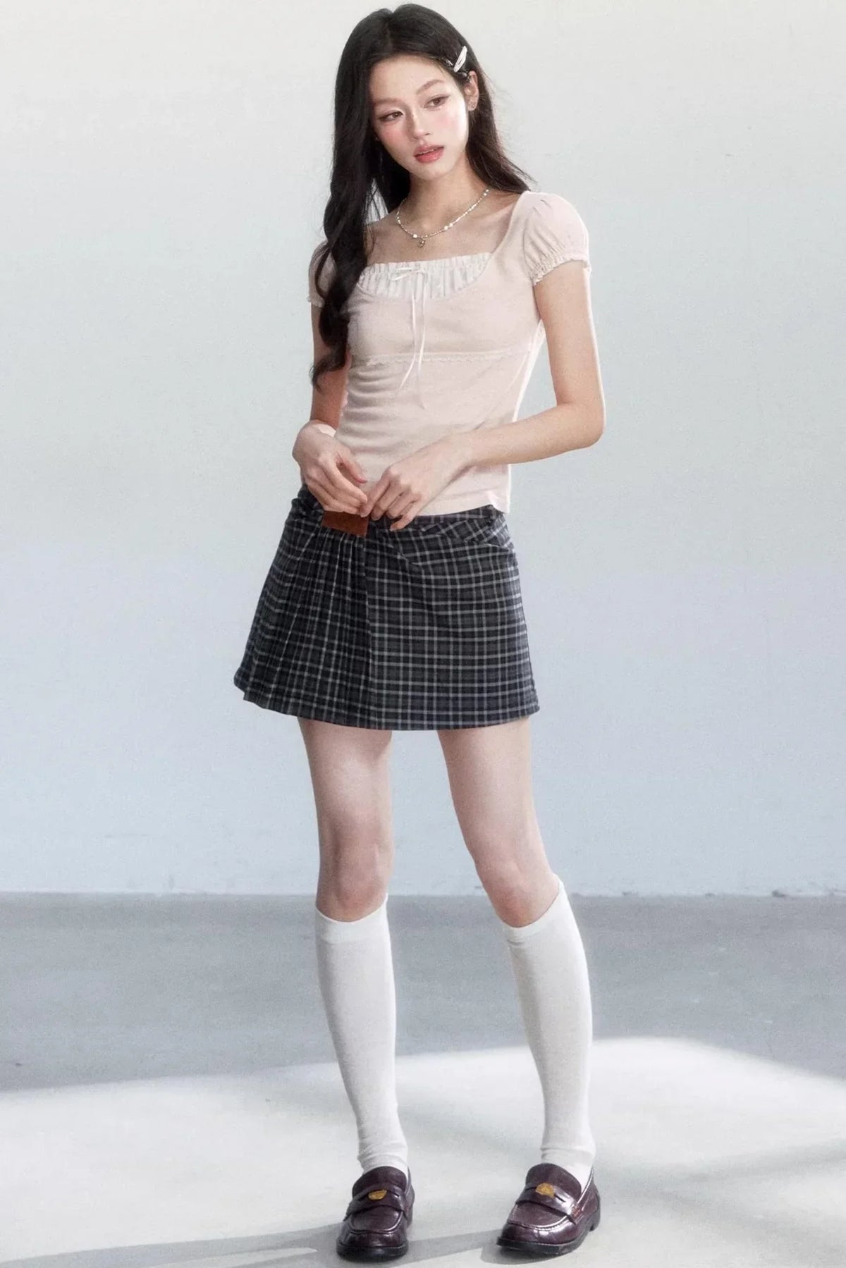 Sweet Retro Plaid Skirt Suit Set-Up