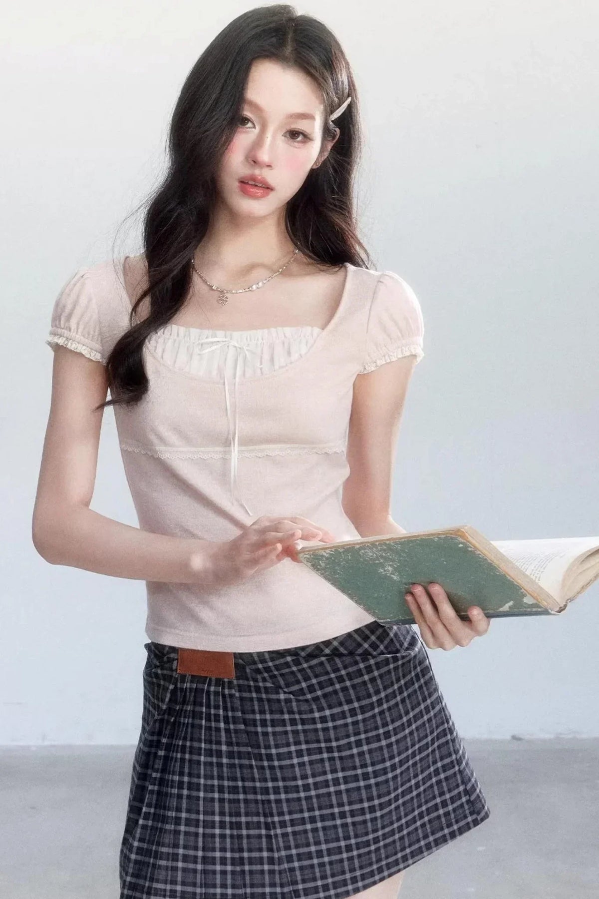 Sweet Retro Plaid Skirt Suit Set-Up
