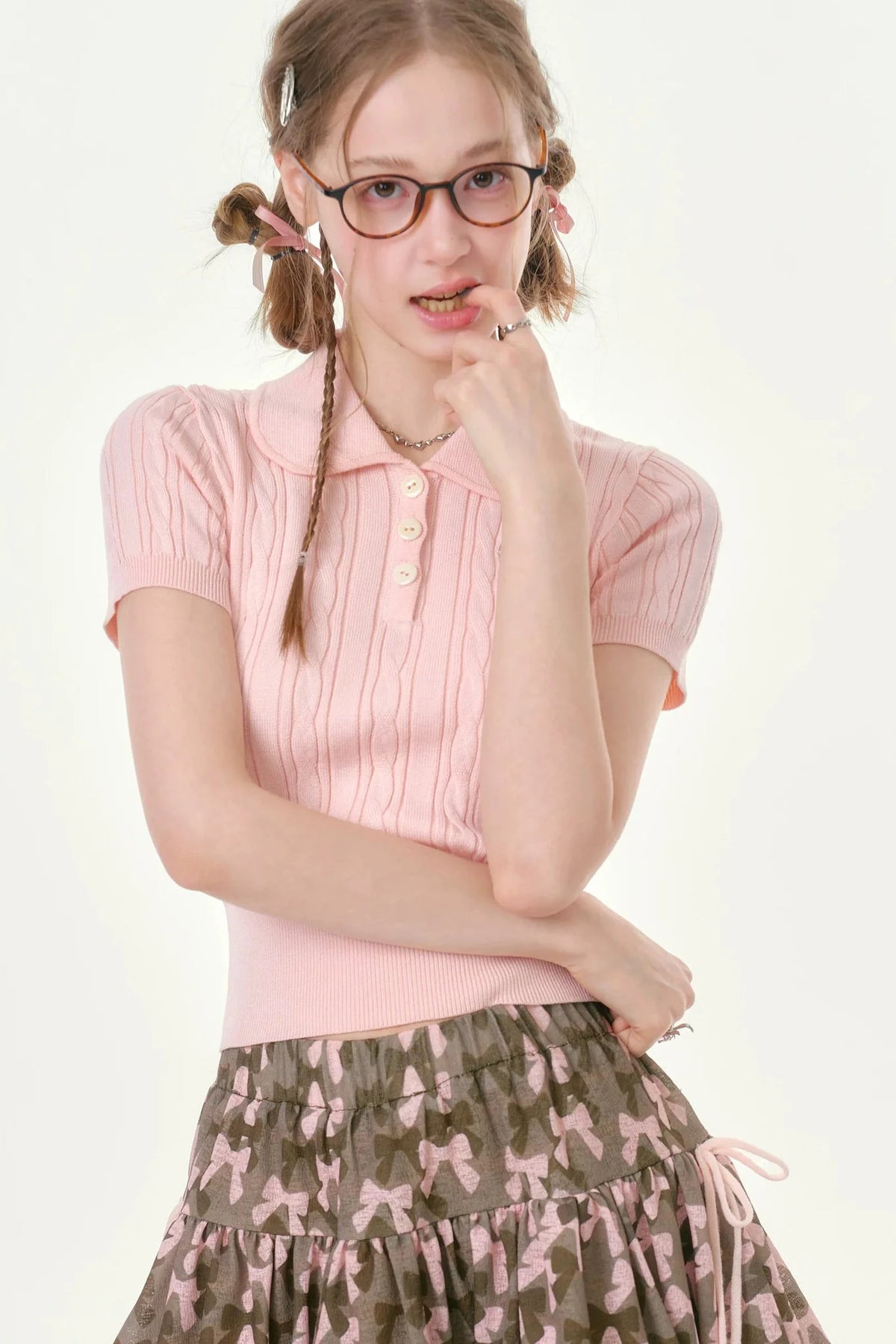 Sweet Twist Pink Knit T-Shirt