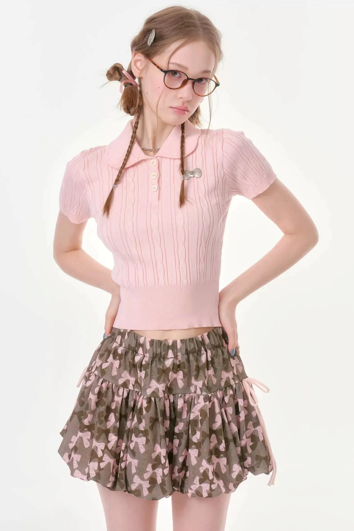 Sweet Twist Pink Knit T-Shirt