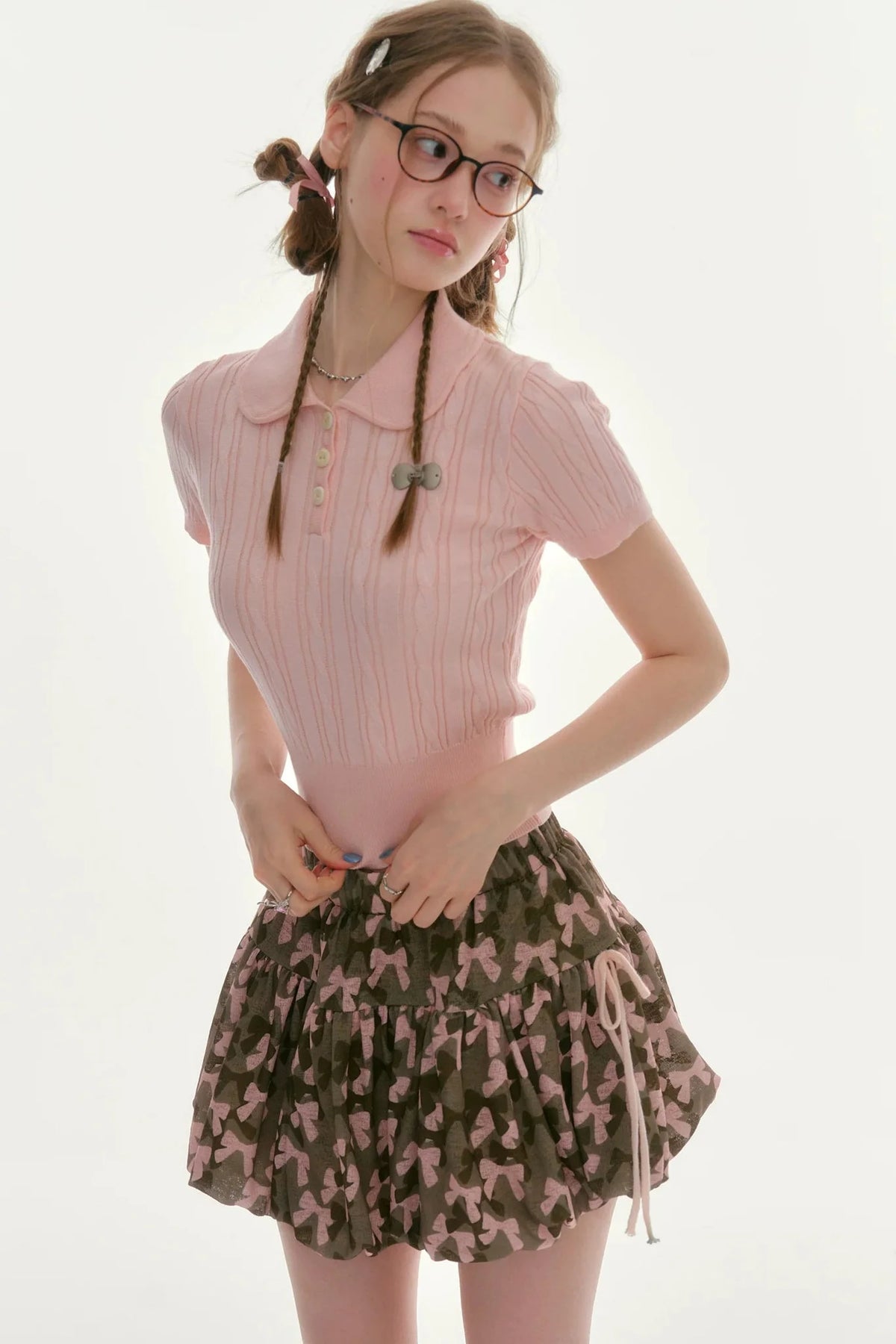Sweet Twist Pink Knit T-Shirt