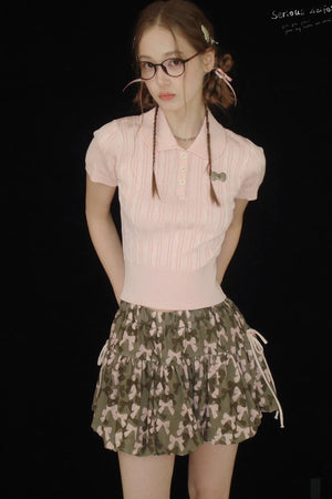 Sweet Twist Pink Knit T-Shirt