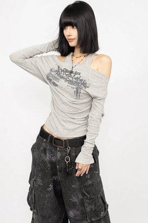 Swing Collar Design Slim T-Shirt