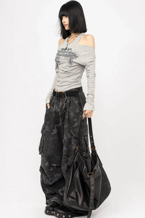 Swing Collar Design Slim T-Shirt
