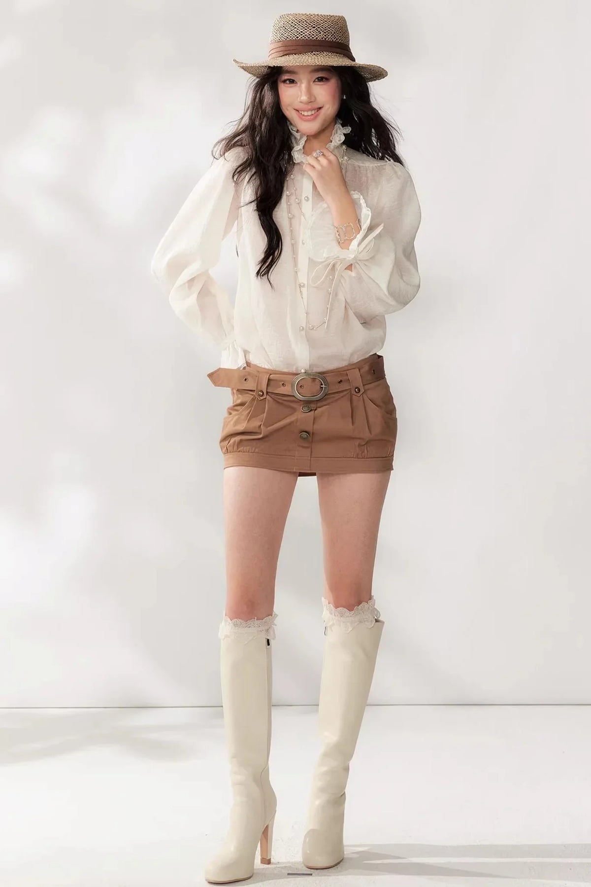 Tassel Ribbon Chiffon Shirt