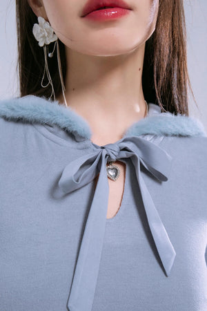 Taylor Grey-Blue Hooded Dress