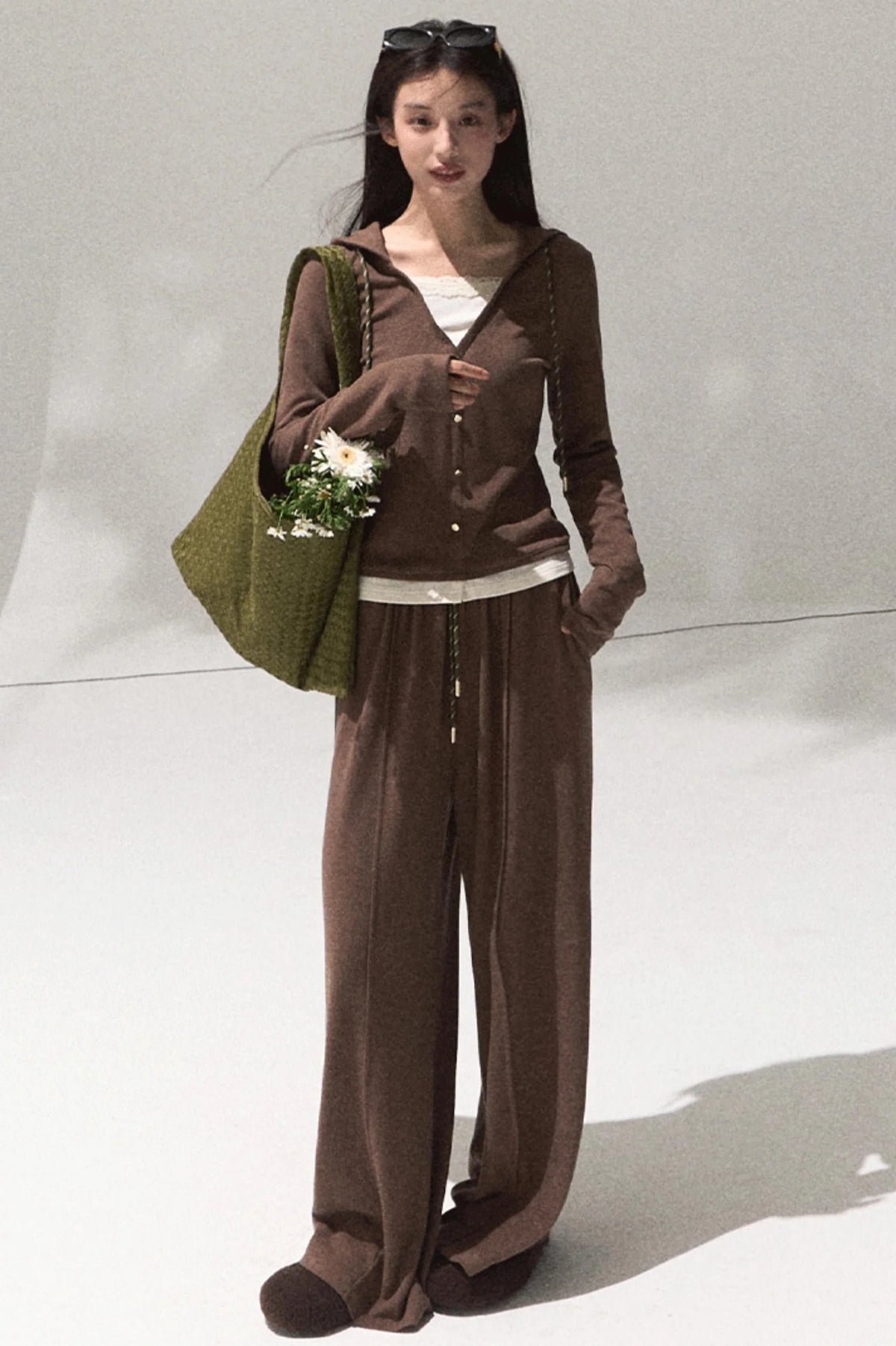 Tears Knit Top & Wide-Leg Pants Set-Up