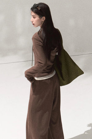 Tears Knit Top & Wide-Leg Pants Set-Up