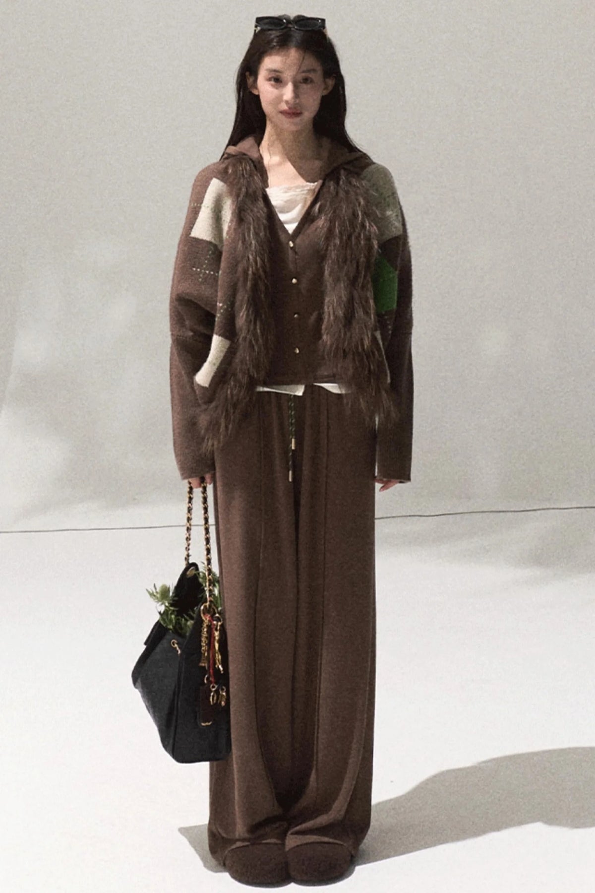Tears Knit Top & Wide-Leg Pants Set-Up