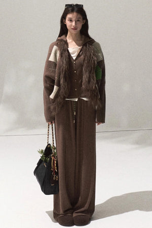 Tears Knit Top & Wide-Leg Pants Set-Up