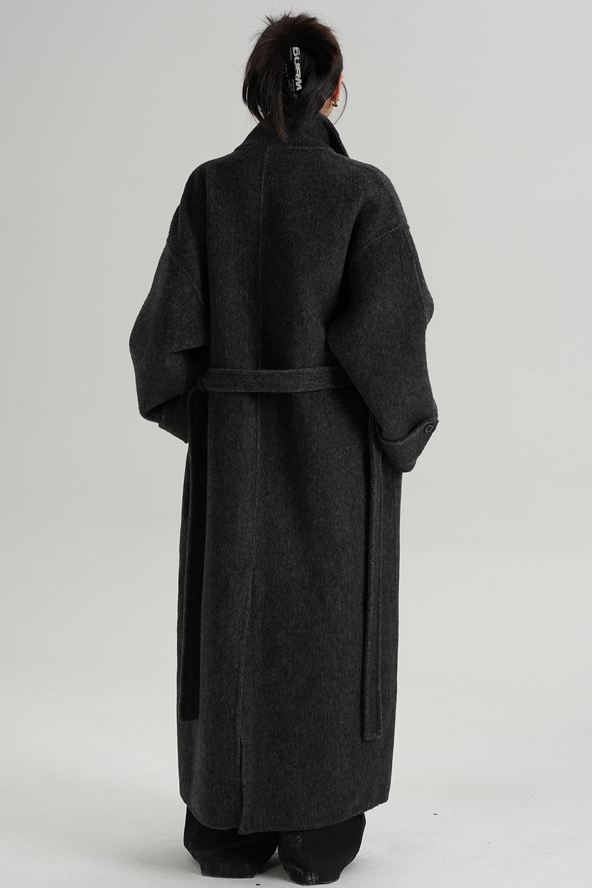 Temperament Design Color-Blocking Woolen Coat