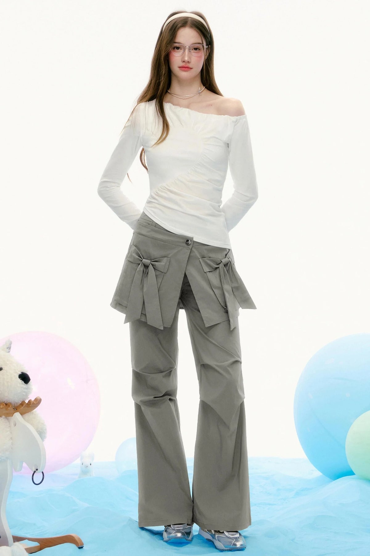Temperament Slanted Shoulder T-Shirt