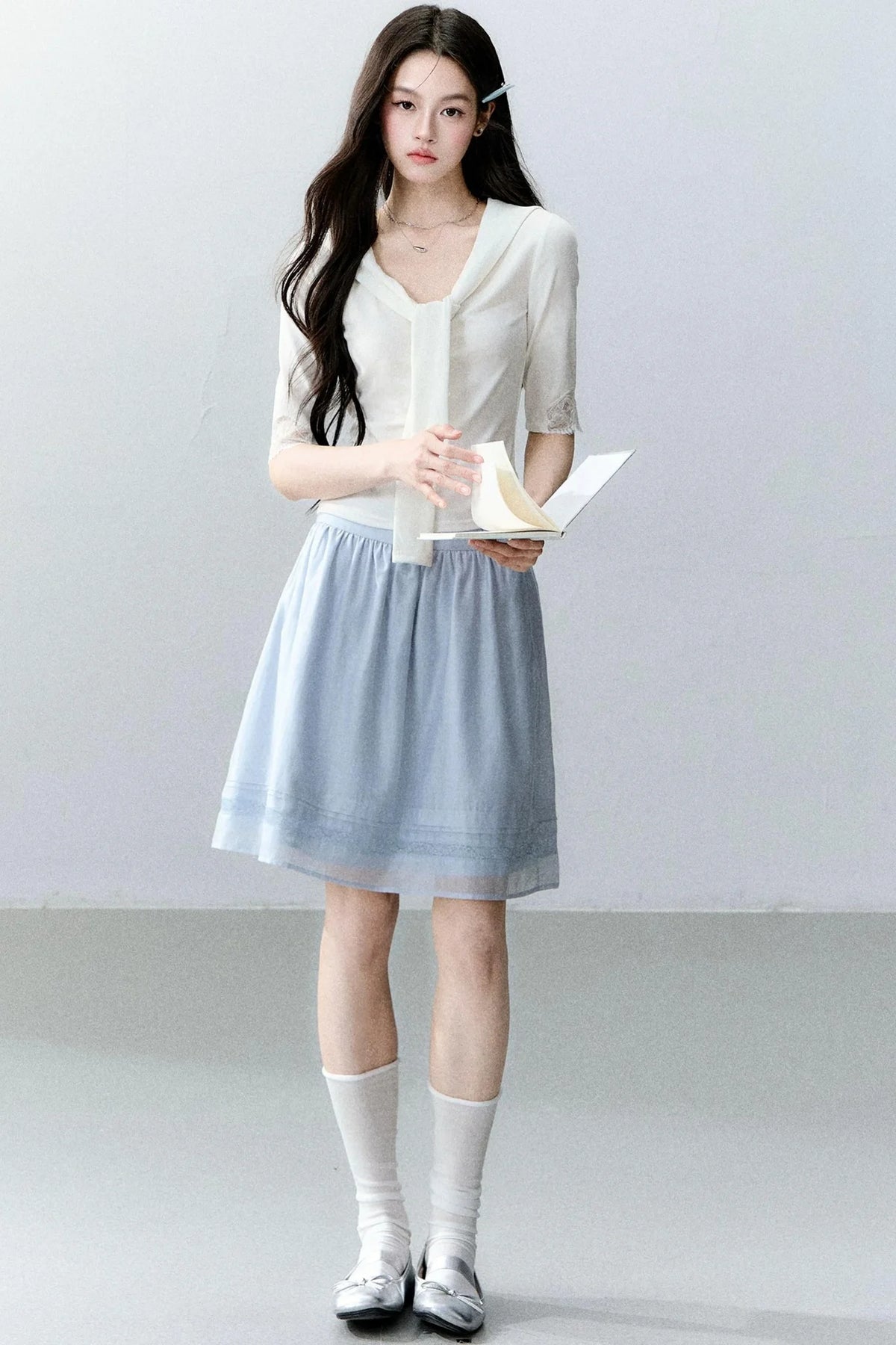 Tencel A-Line Midi Skirt