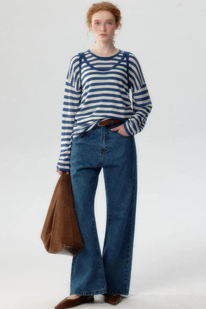 Tencel Knit Striped Two-Piece Set-Up