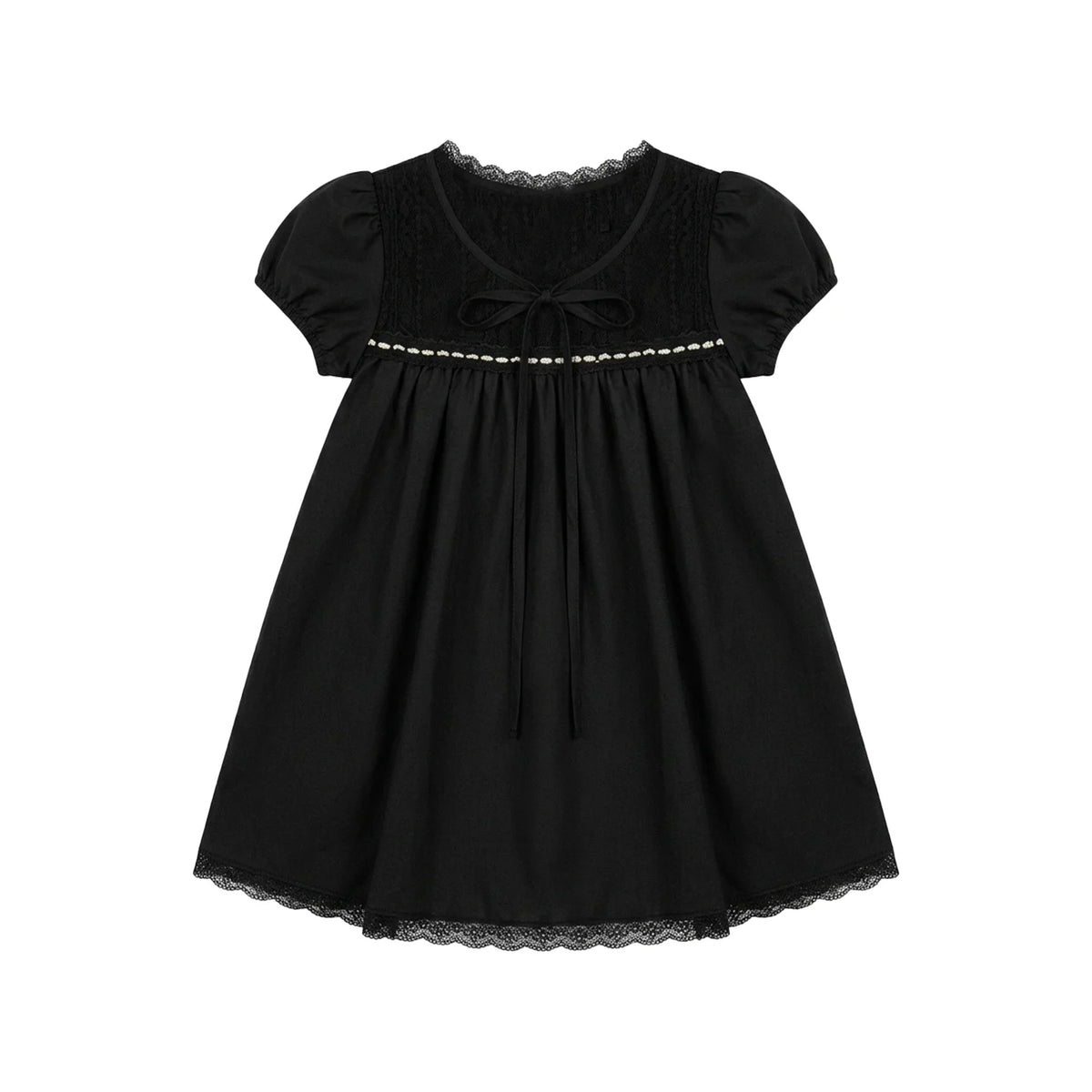 Tencel Lace Puff Sleeve Dress Set-Up