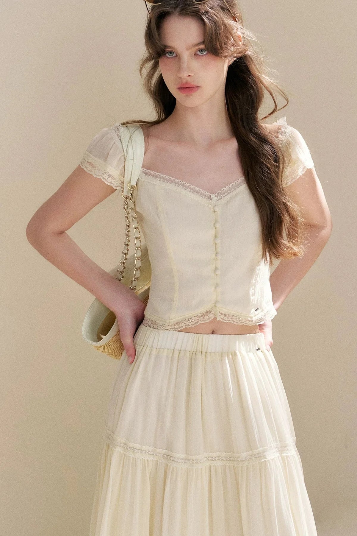 Tencel Lace Top and Skirt Set
