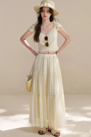 Tencel Lace Top and Skirt Set