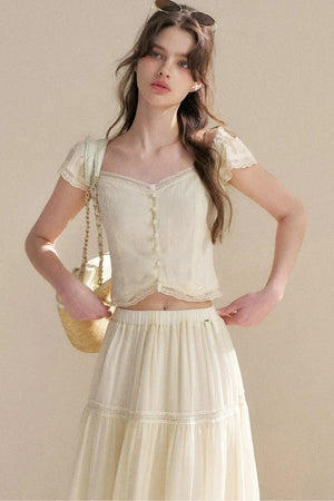Tencel Lace Top and Skirt Set