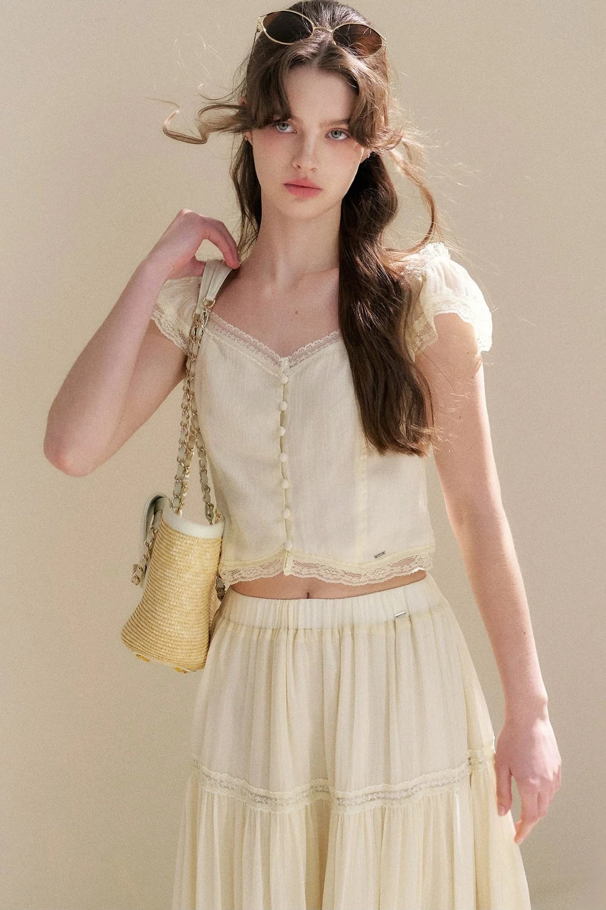 Tencel Lace Top and Skirt Set