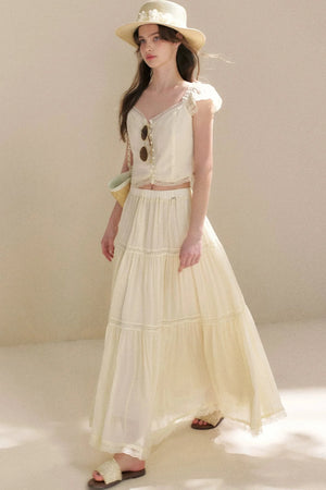 Tencel Lace Top and Skirt Set