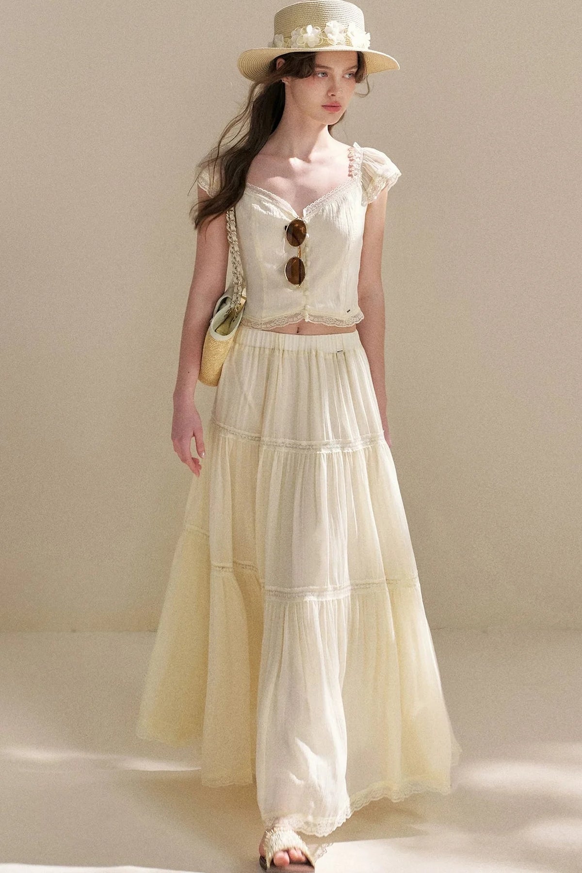 Tencel Lace Top and Skirt Set