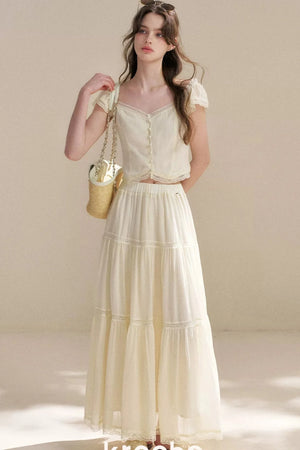 Tencel Lace Top and Skirt Set