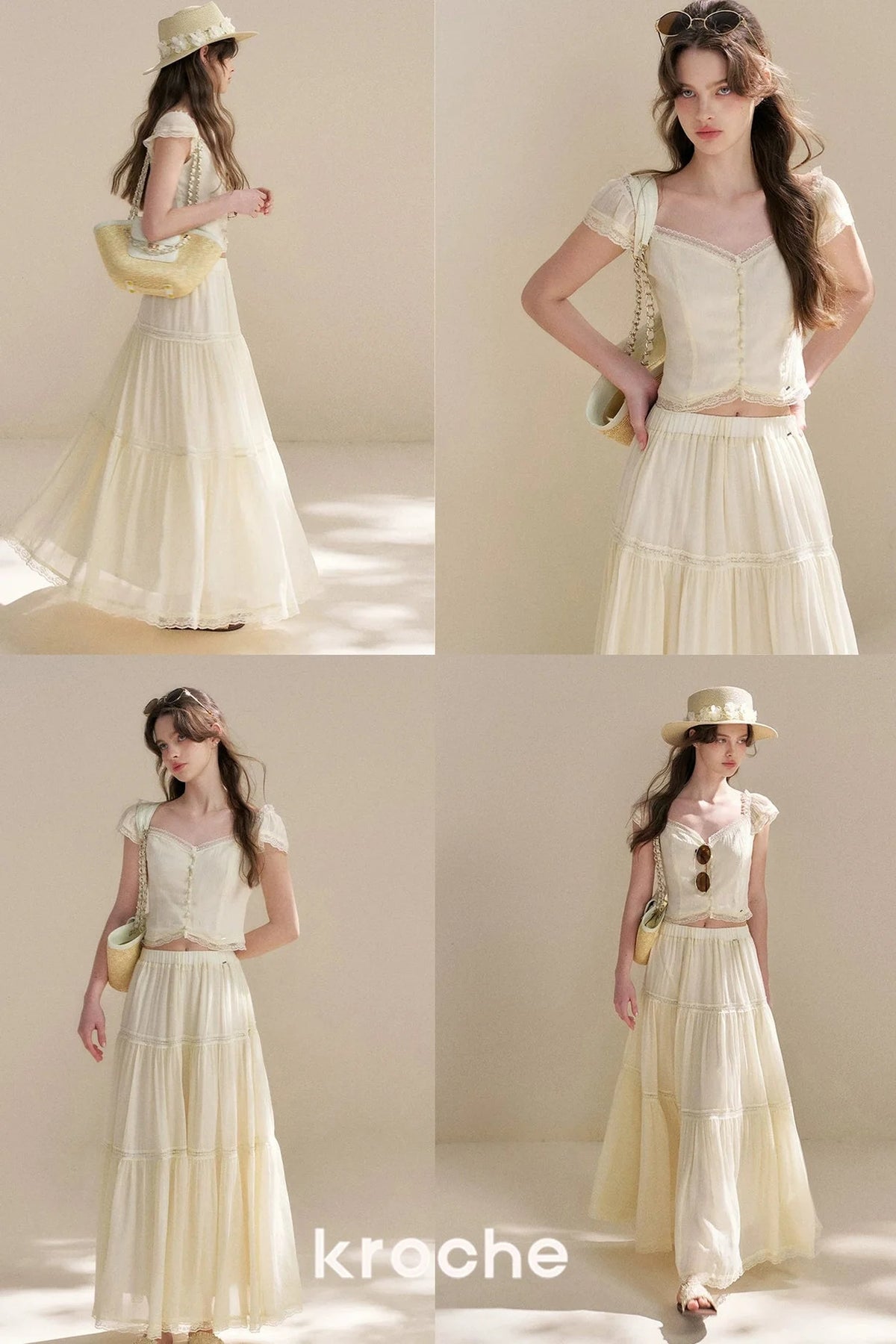 Tencel Lace Top and Skirt Set