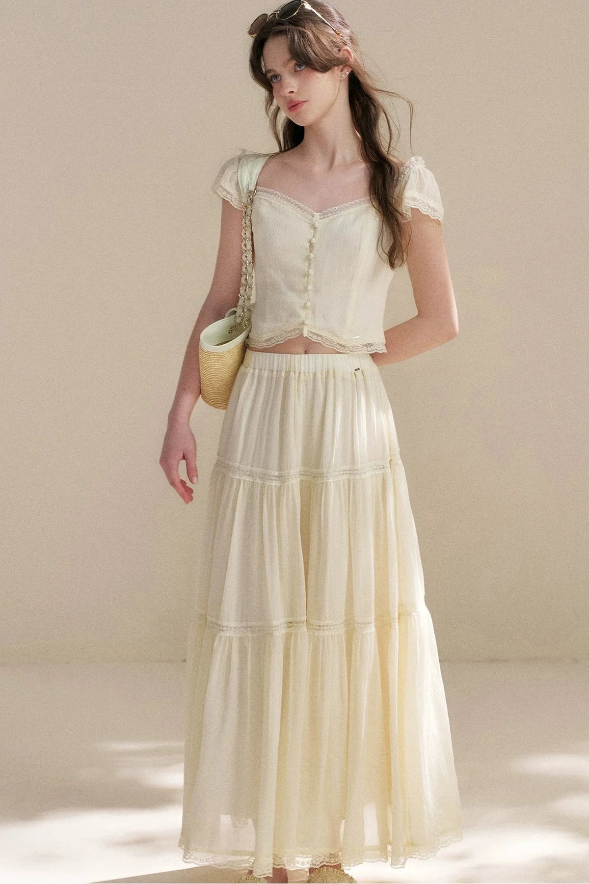 Tencel Lace Top and Skirt Set