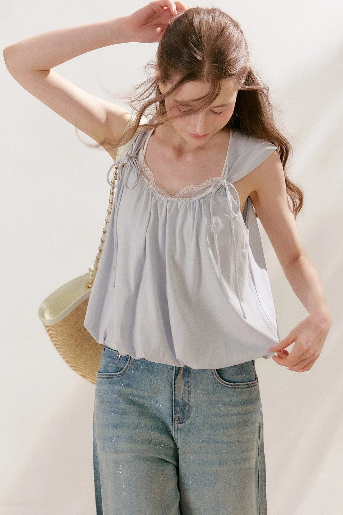 Tencel Linen Cotton Lace Camisole Top