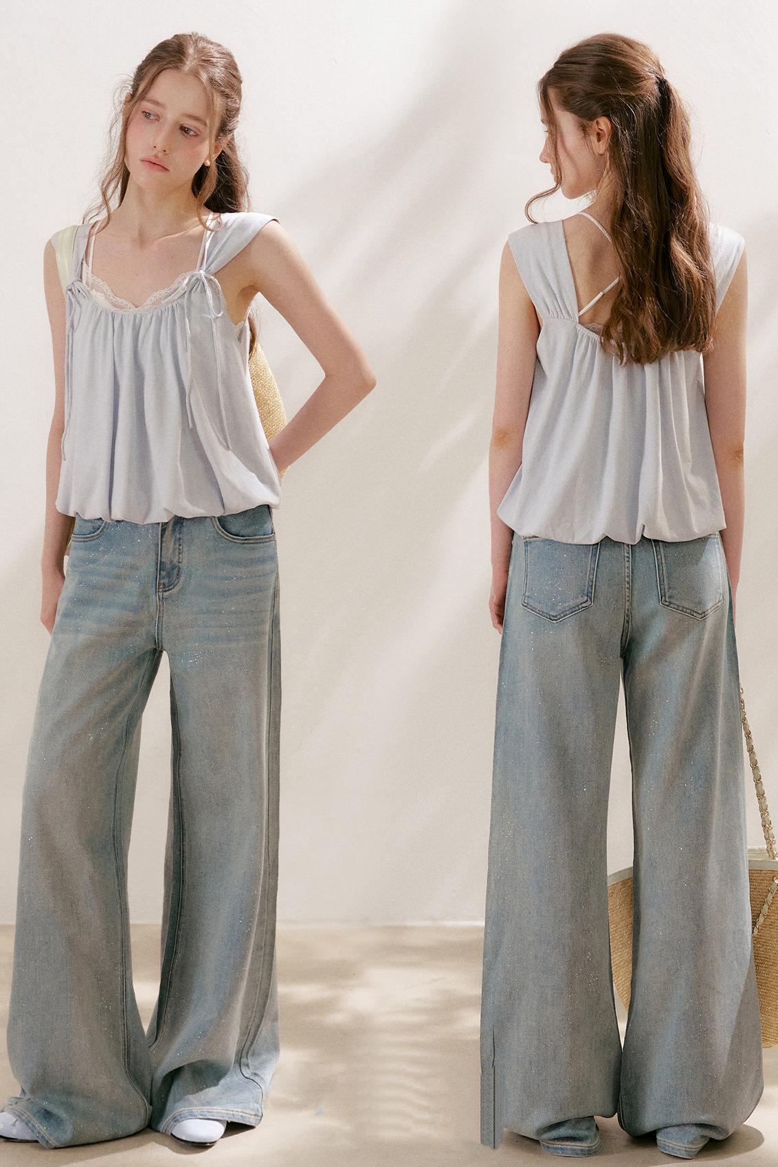 Tencel Linen Cotton Lace Camisole Top