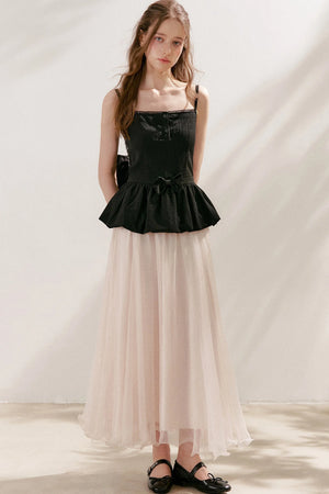 Tencel Linen Cotton Peplum Bow Camisole Top