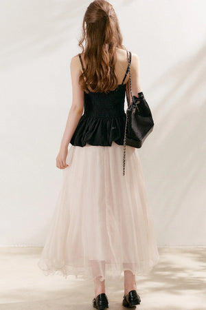 Tencel Linen Cotton Peplum Bow Camisole Top
