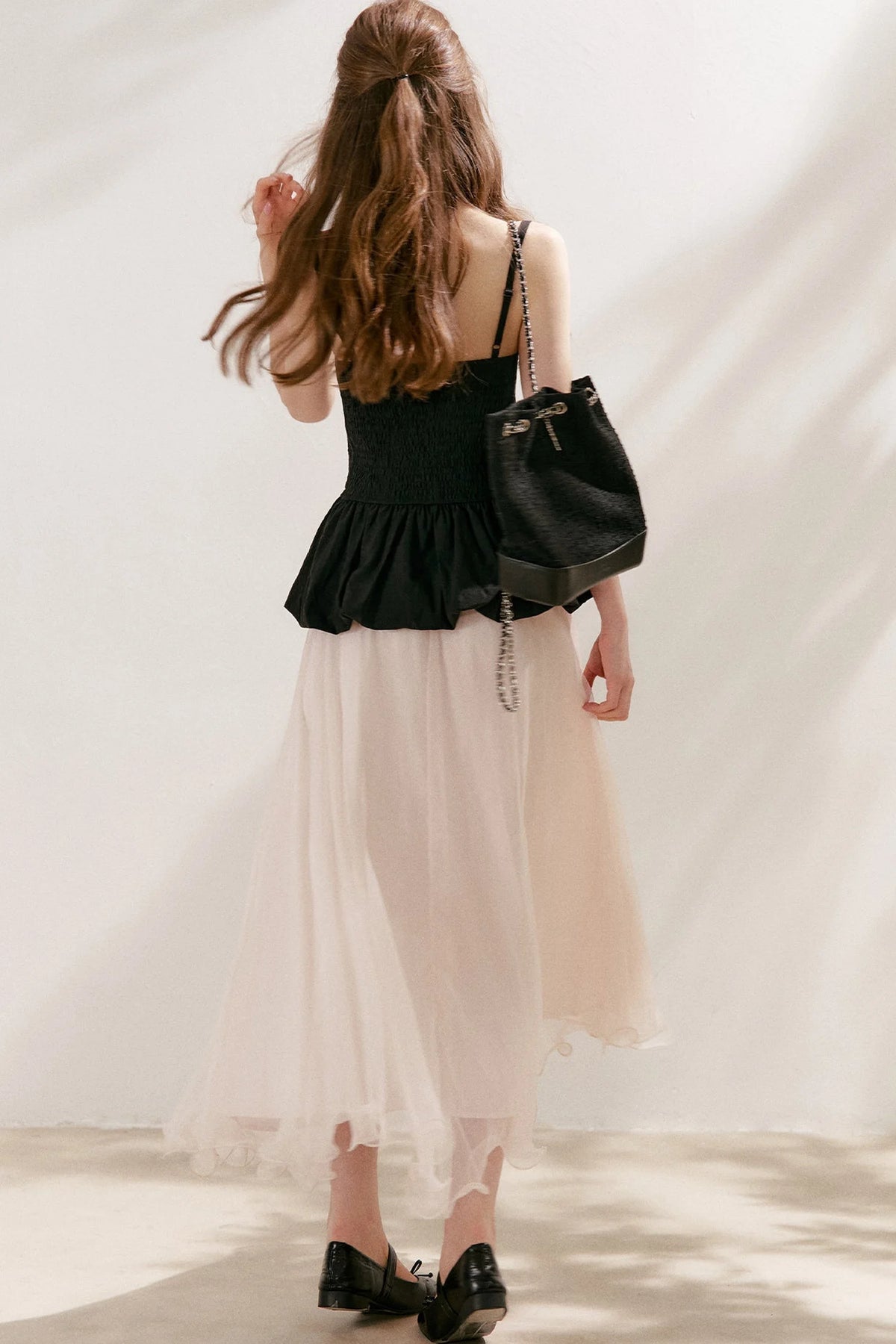 Tencel Linen Cotton Peplum Bow Camisole Top
