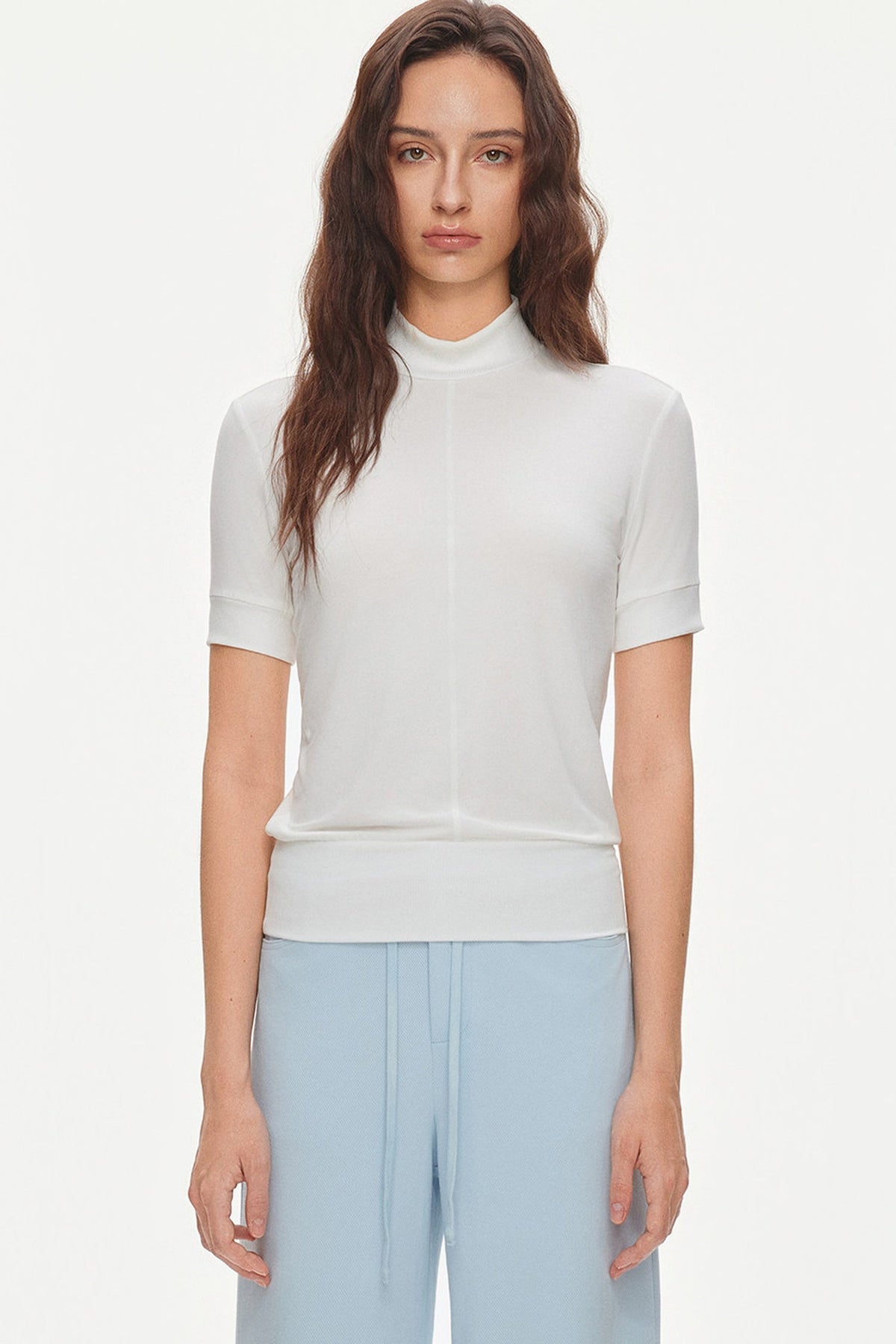 Tencel Modal Half-High Collar Blouse